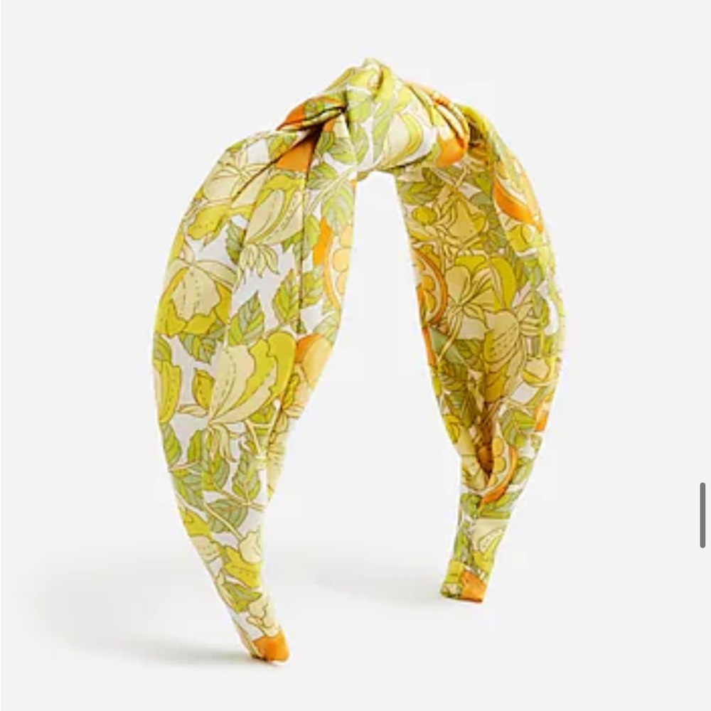 J Crew Silk Knot headband in Limone print